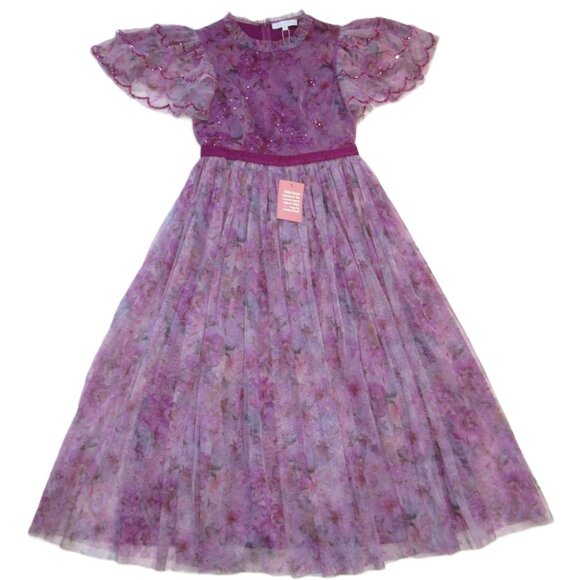 NWT Ivy City Co. Sugar Plum Fairy Midi in Purple Floral Tulle Dress S - Picture 1 of 7